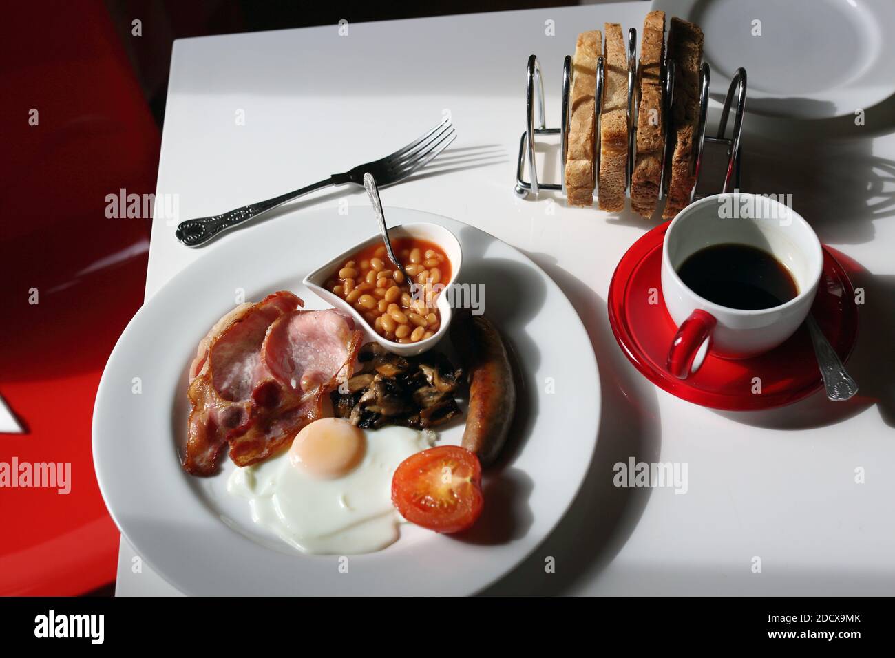 Inglese colazione al Bed & Breakfast a Newquay , Cornovaglia, Inghilterra . Foto Stock