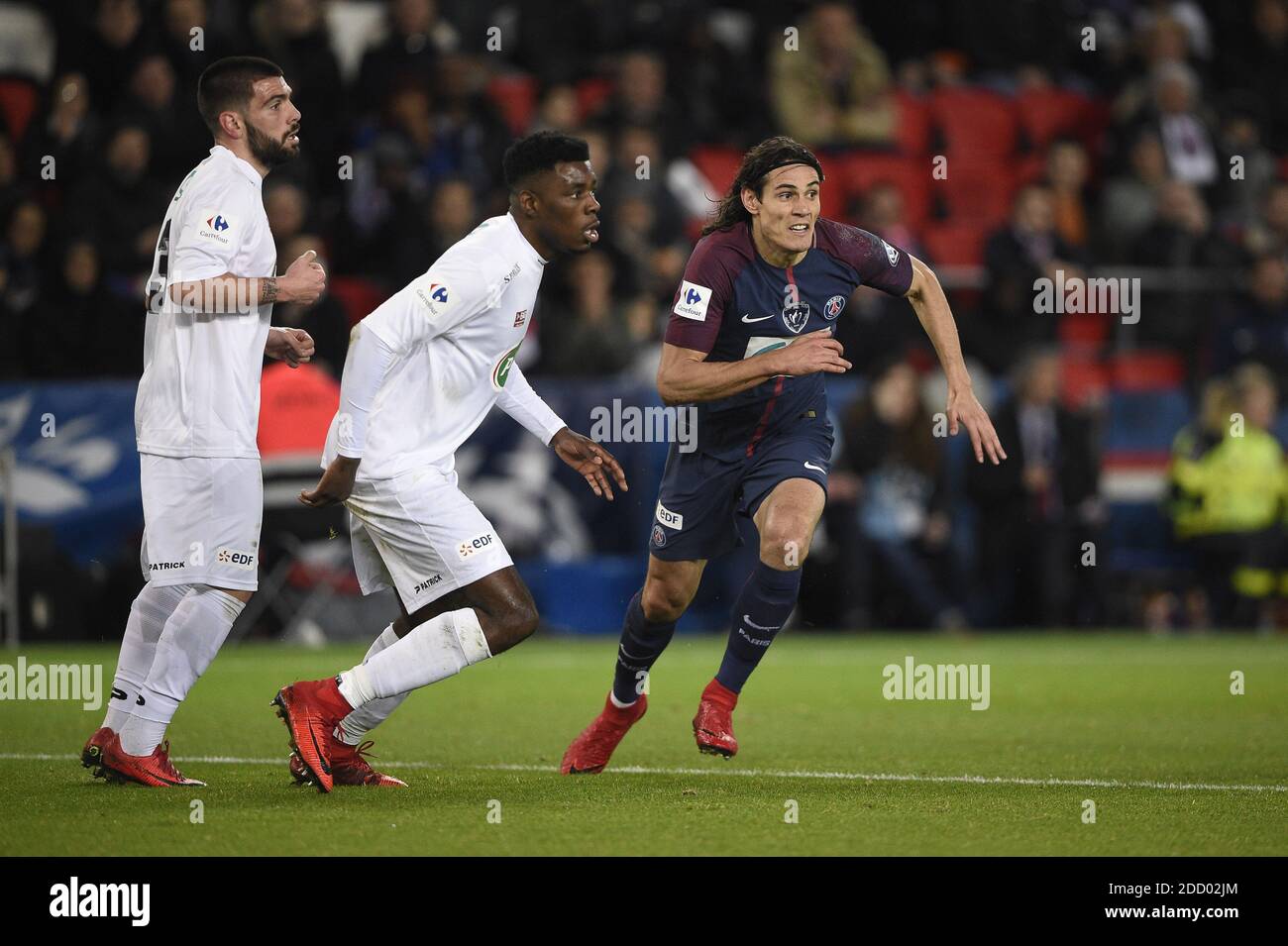 Edinson Cavani, uruguayano di Parigi, durante la partita di calcio della Coppa di Francia del 16 tra Paris Saint-Germain (PSG) e Guingamp (EAG) allo stadio Parc des Princes di Parigi il 24 gennaio 2018. Foto di Eliot Blondt/ABACAPRESS.COM Foto Stock