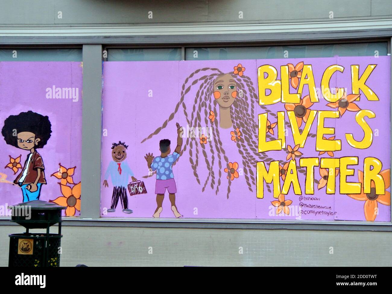 Pittura di Black Lives materia protesta arte murale a San Louis Obispo California nel novembre 2020 Foto Stock