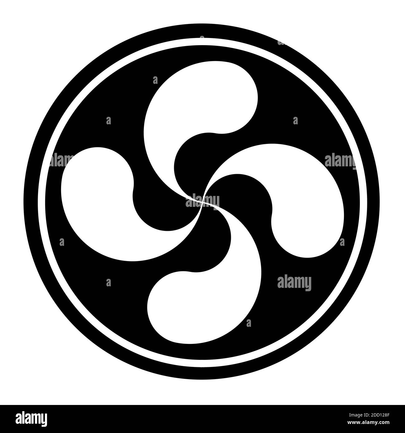 Icona simbolo croce basca o Lauburu in un cerchio nero Foto Stock