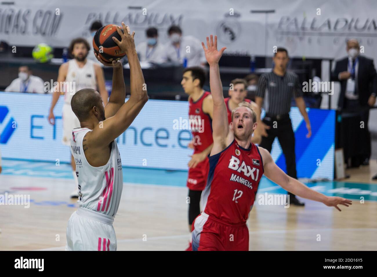 Madrid, Spagna. 22 novembre 2020. Anthony Randolph durante la vittoria del Real Madrid su BAXI Manresa (100 - 78) in Liga Endesa regolare stagione di gioco (giorno 12) celebrato a Madrid (Spagna) al Wizink Center. 22 novembre 2020. (Foto di Juan Carlos García Mate/Pacific Press/Sipa USA) Credit: Sipa USA/Alamy Live News Foto Stock