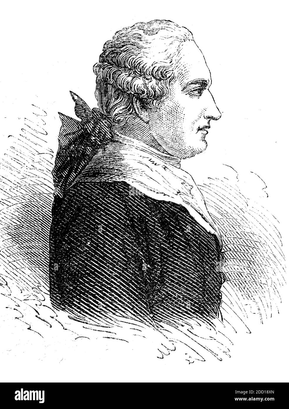 Pierre-Augustin Caron de Beaumarchais, 24 gennaio 1732 - 18 maggio 1799, è stato un . 24 Gennaio 1732 - 18. 1799 ursprünglich, 1757 Pierre-Augustin Caron, ab 1762 mit dem Zusatz de Beaumarchais, französischer nobilitiert, war ein Aufklärungszeit uomo universale der  . Im Verlauf seines abenteuerlichen Lebens betätigte er sich unter anderem als Uhrmacher, Hofbeamter, Musiker, Spekulant, Schriftsteller, Verleger, Geheimagent, Waffenhändler und Revolutionär, Historisch, storico, digitale riproduzione migliorata di un originale del 19° centur Foto Stock