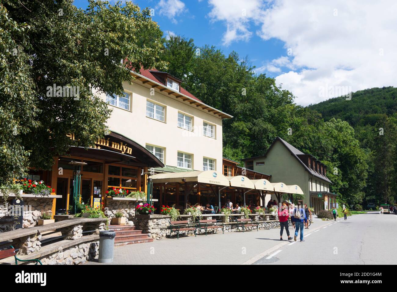 Blansko (Blanz): Hotel Skalni mlyn a Carso Moravo, Jihomoravsky, Moravia meridionale, Südmähren, ceco Foto Stock