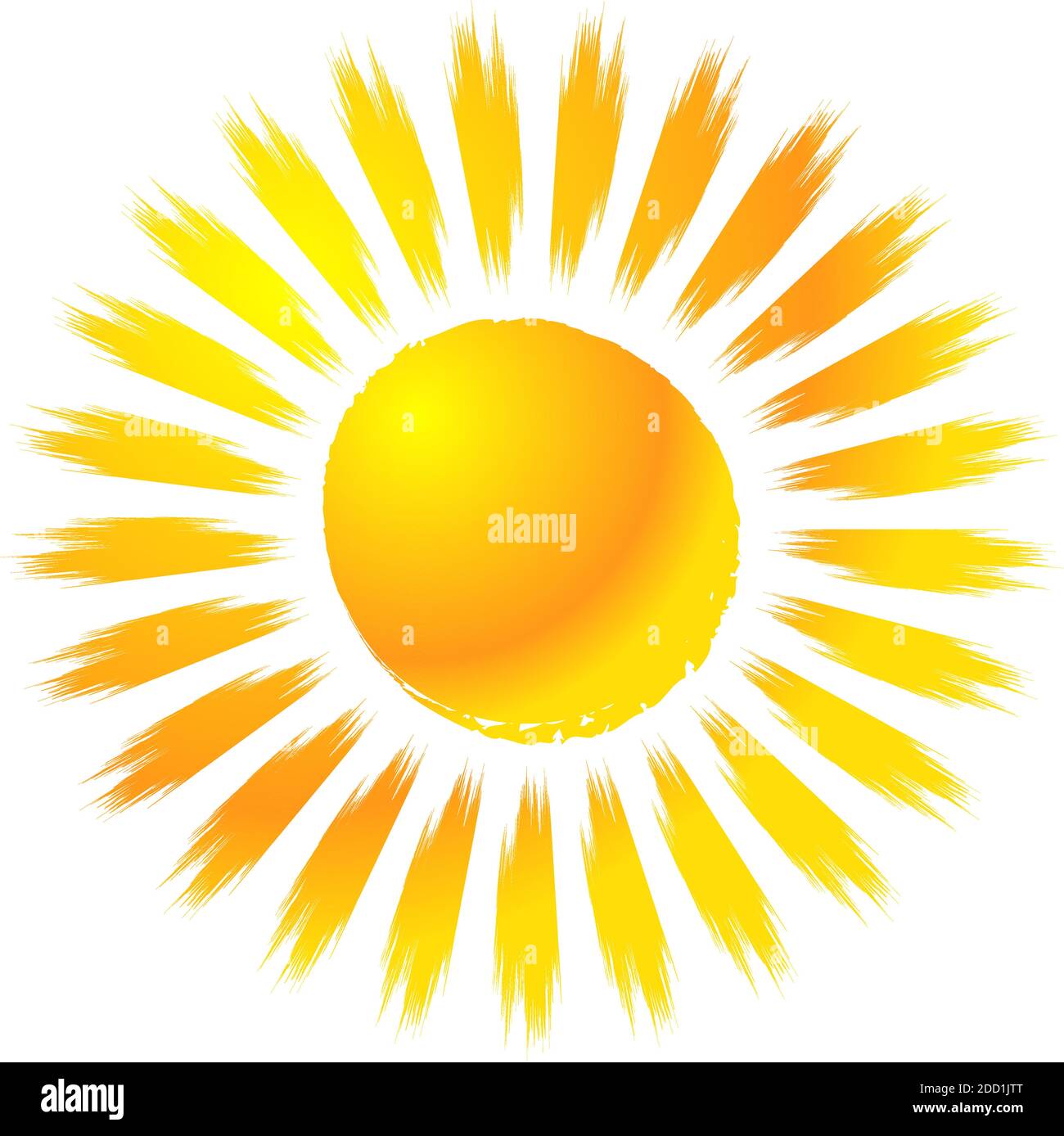 Grugnoso, grunge, elemento di design textured Sun clip-art. Disegno del sole dipinto e abbozzato. Pennello, effetto spazzolone Sun – Stock Vector Illustration, Cl Illustrazione Vettoriale