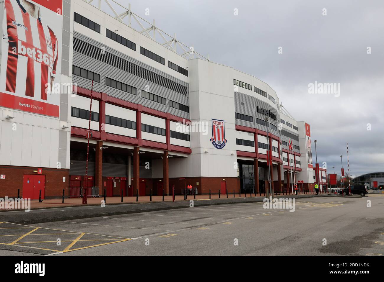 Tranquillo atrio a Stoke City durante l'epoca del coronavirus con non sono ammessi tifosi all'interno dello stadio Foto Stock