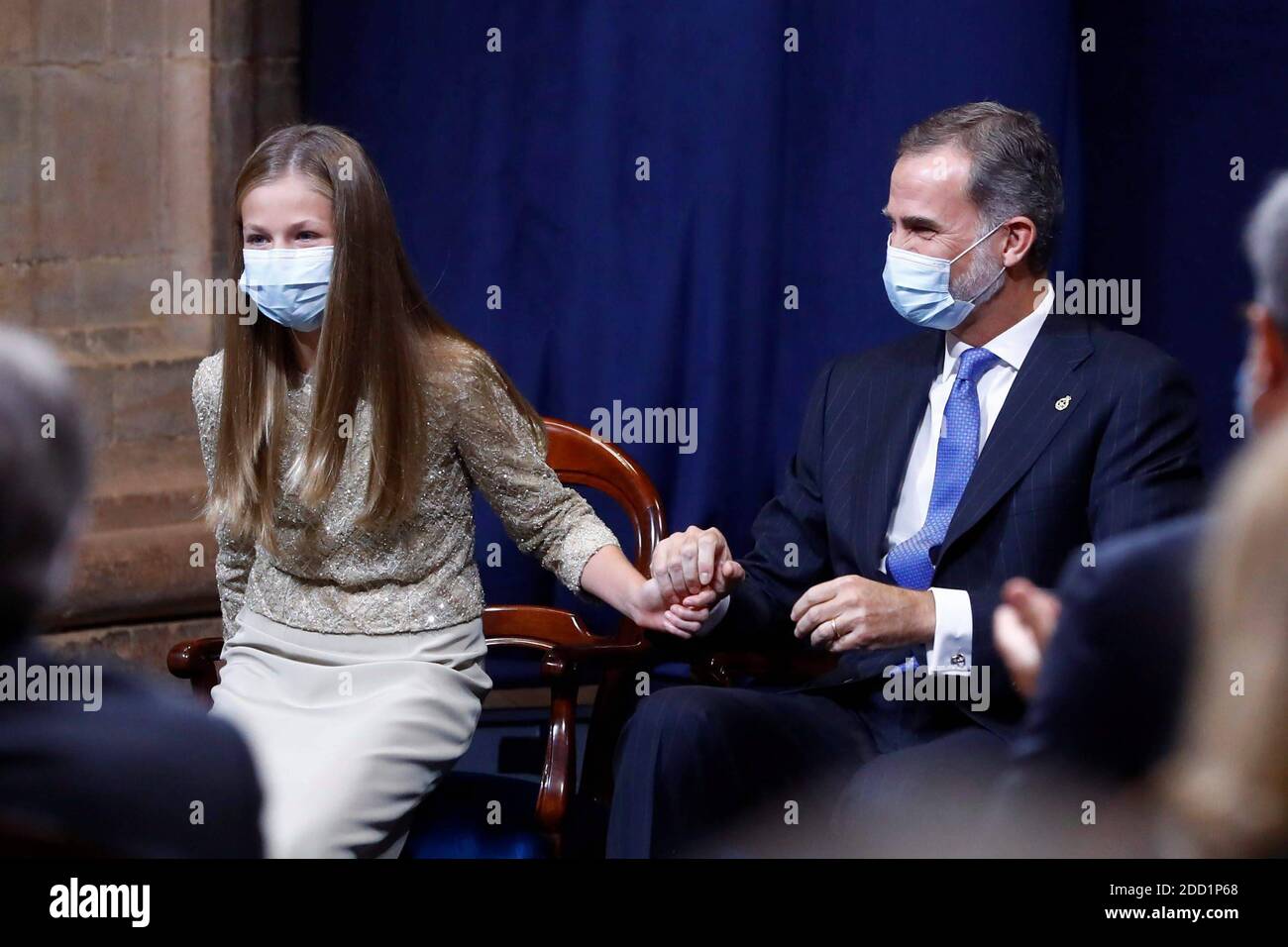 16-10-2020 Spagna la Regina Letizia e la Principessa Leonor e la Principessa Sofia e il Re Felipe e la Regina Sofia durante i premi della Principessa Asturie all'hotel Reconsquista di Oviedo. (Foto di Pool/PPE/Sipa USA) Cordon Press *** Local Caption *** 31129700 Foto Stock