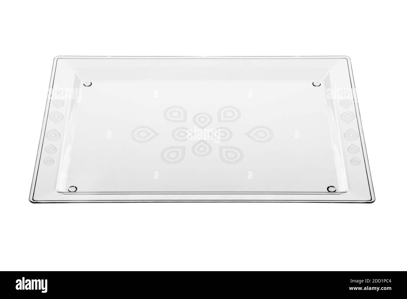 Vassoio in plastica isolato su sfondo bianco. Plastica monouso Foto Stock