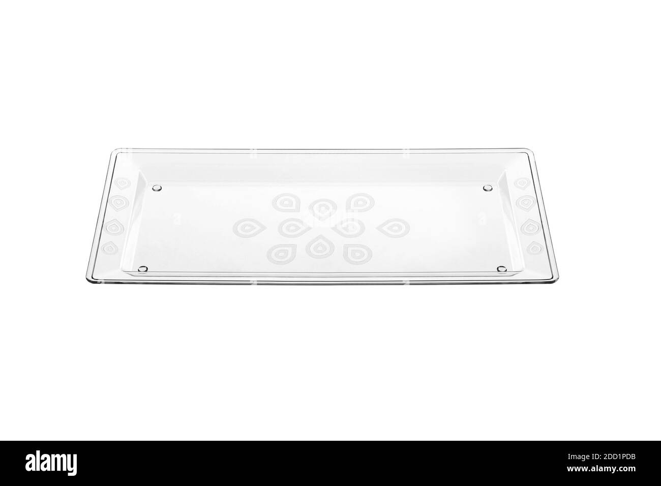 Vassoio in plastica isolato su sfondo bianco. Plastica monouso Foto Stock