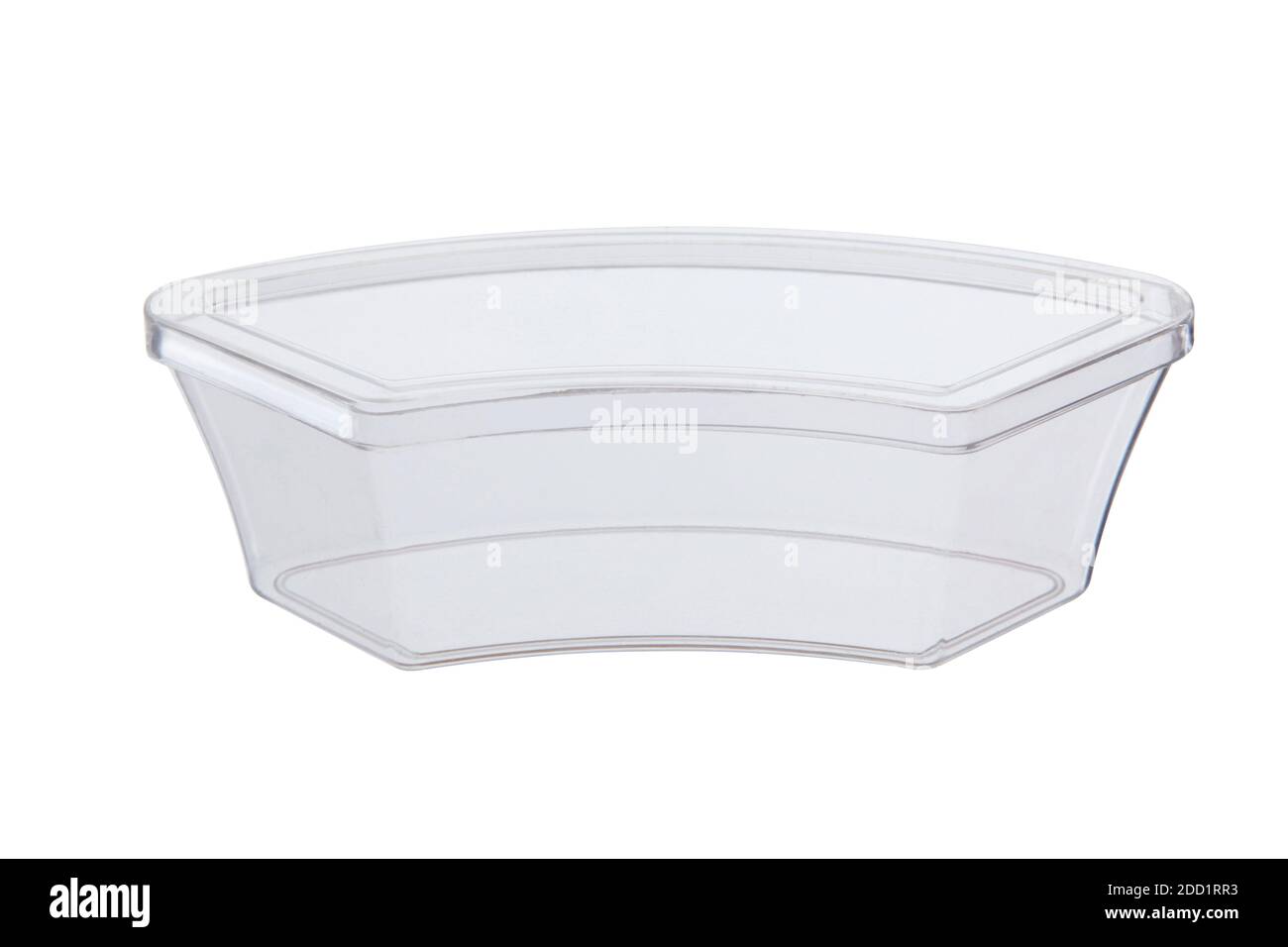 Contenitori di plastica monouso isolati su sfondo bianco Foto Stock