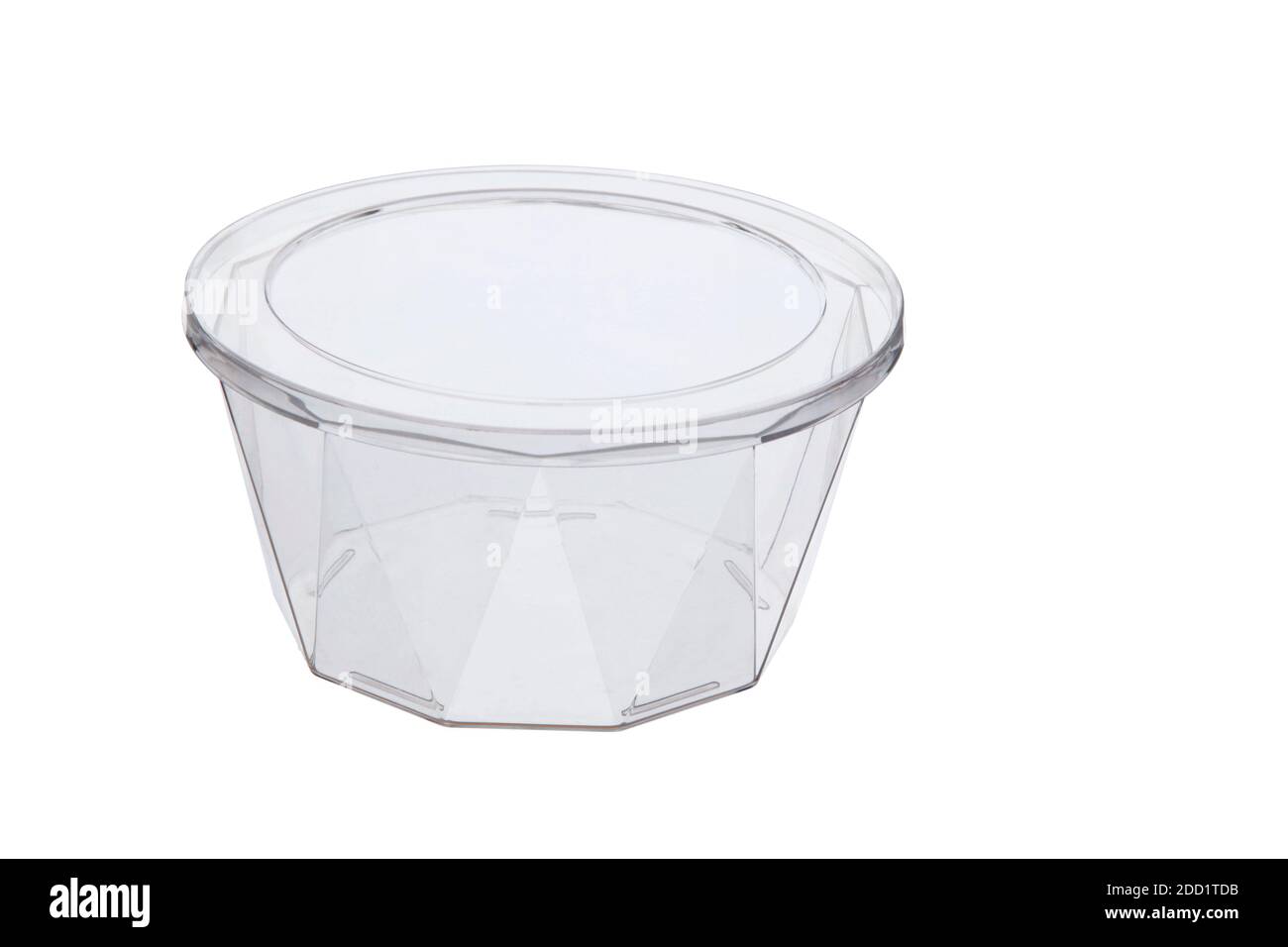 Contenitori di plastica monouso isolati su sfondo bianco Foto Stock