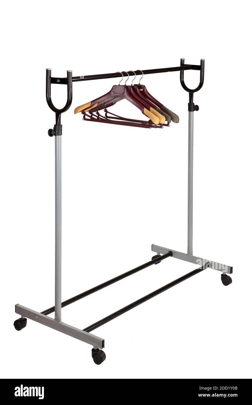 Appendiabiti su sfondo bianco Foto Stock