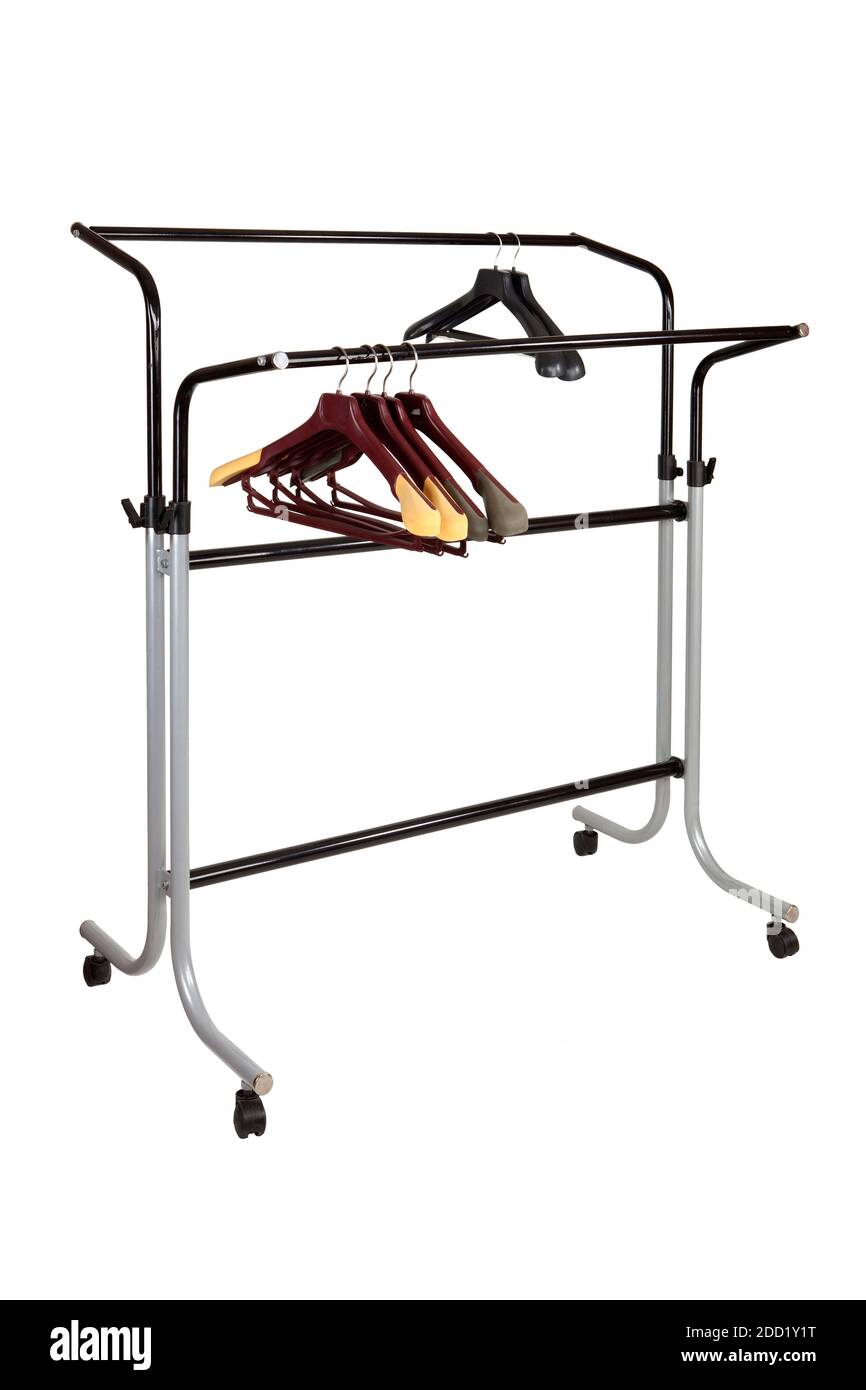 Appendiabiti su sfondo bianco Foto Stock