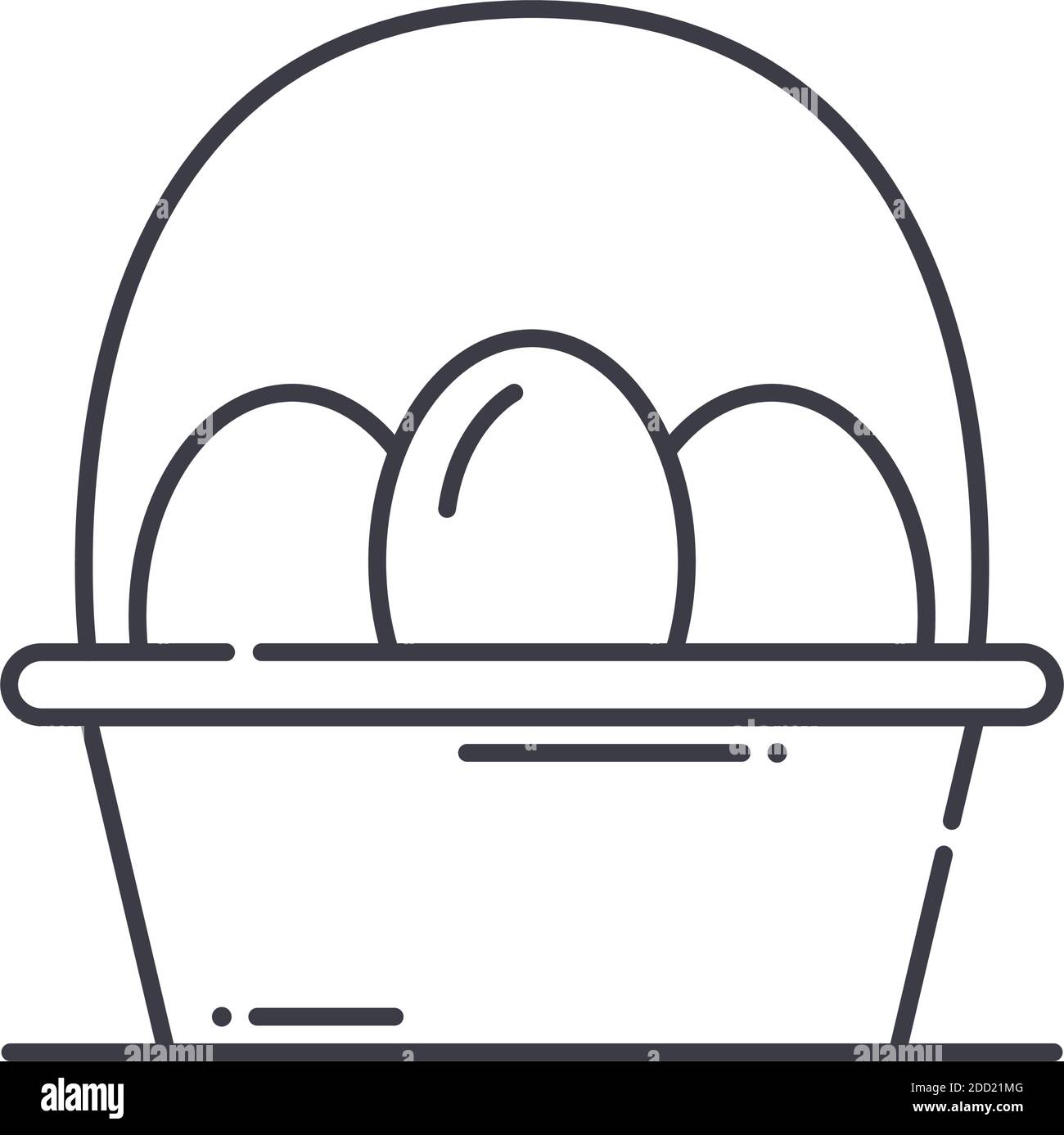 Icona dell'uovo, illustrazione isolata lineare, vettore di linea sottile, segno di disegno di fotoricettore, simbolo di concetto di contorno con tratto modificabile su sfondo bianco. Illustrazione Vettoriale