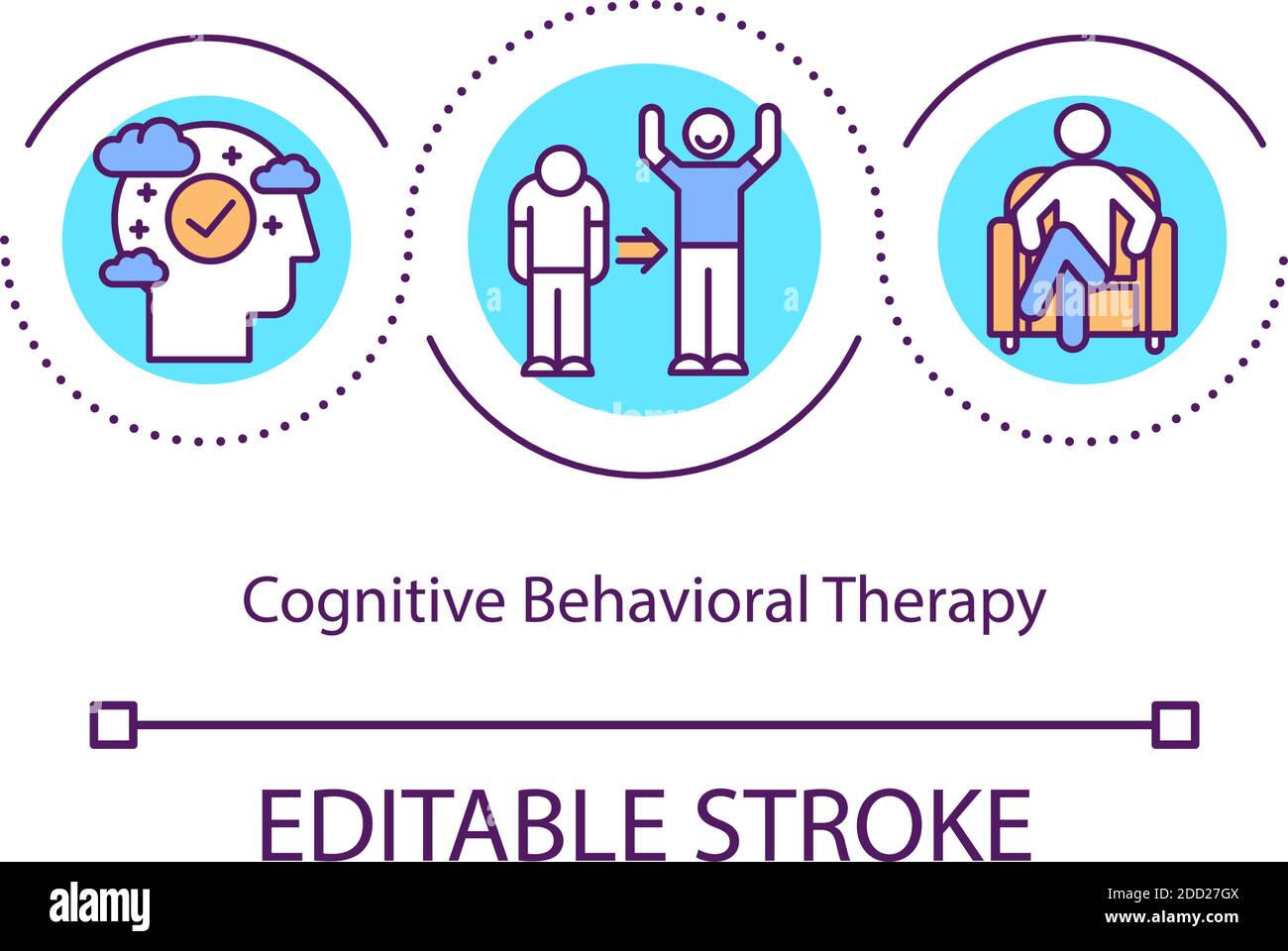Icona del concetto di terapia comportamentale cognitiva Illustrazione Vettoriale