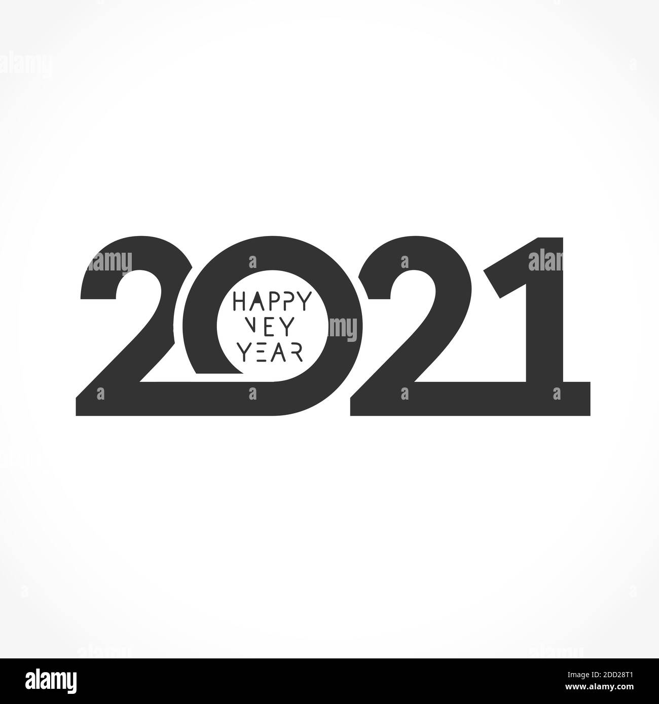 2021 semplice design bianco e nero tondo Xmas. I numeri vettoriali realistici 20 21 segno e concetto di calligrafia per la copertina, poster o banner delle vacanze Illustrazione Vettoriale