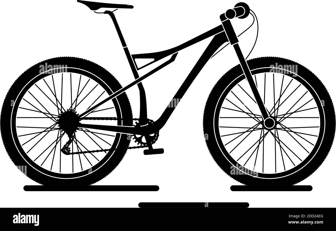 Pista isolata mountain bike nero e bianco su sfondo bianco Icona- vettore Illustrazione Vettoriale