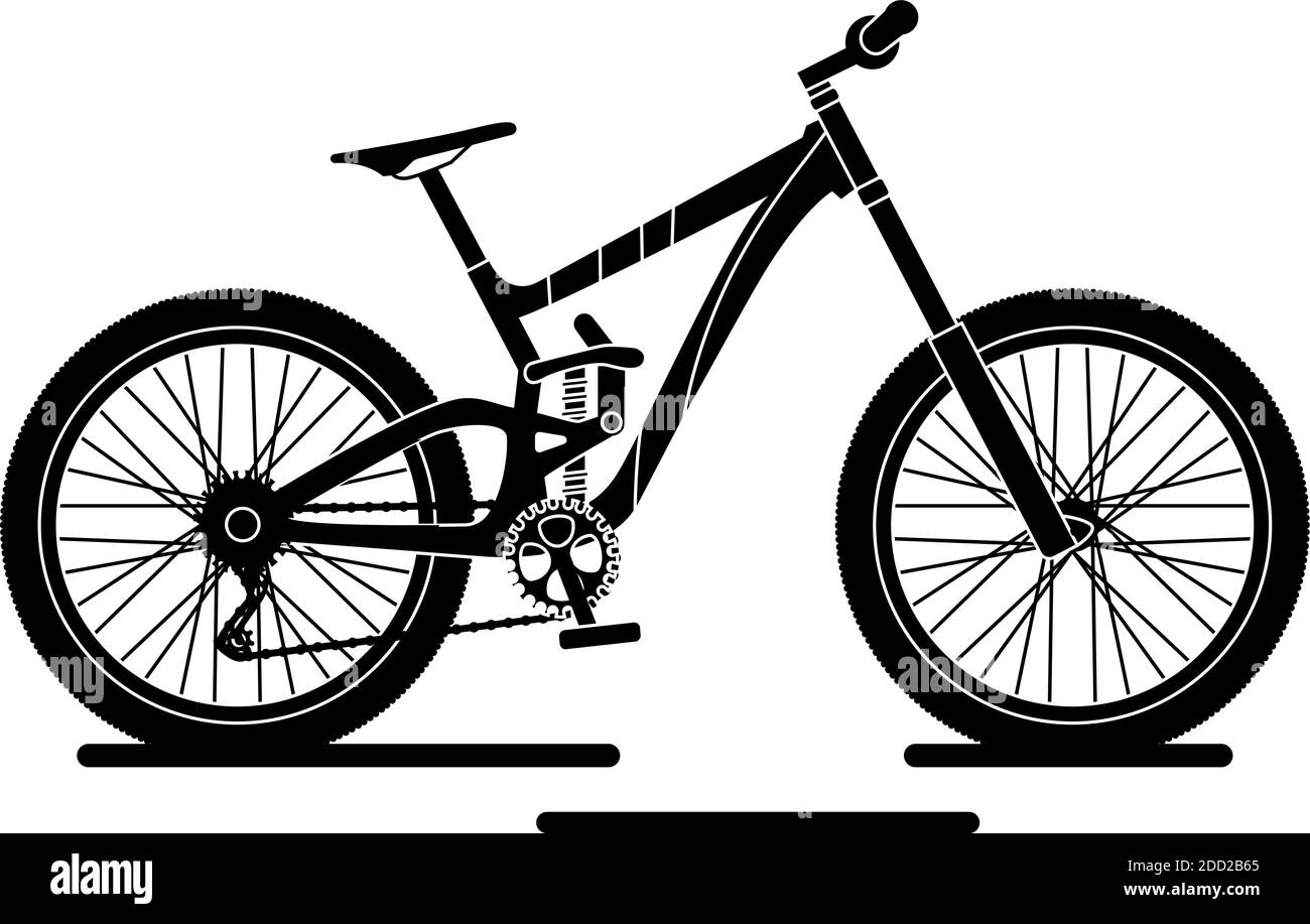 Isola bici città nero e bianco in bianco sfondo icona- Vettore Illustrazione Vettoriale