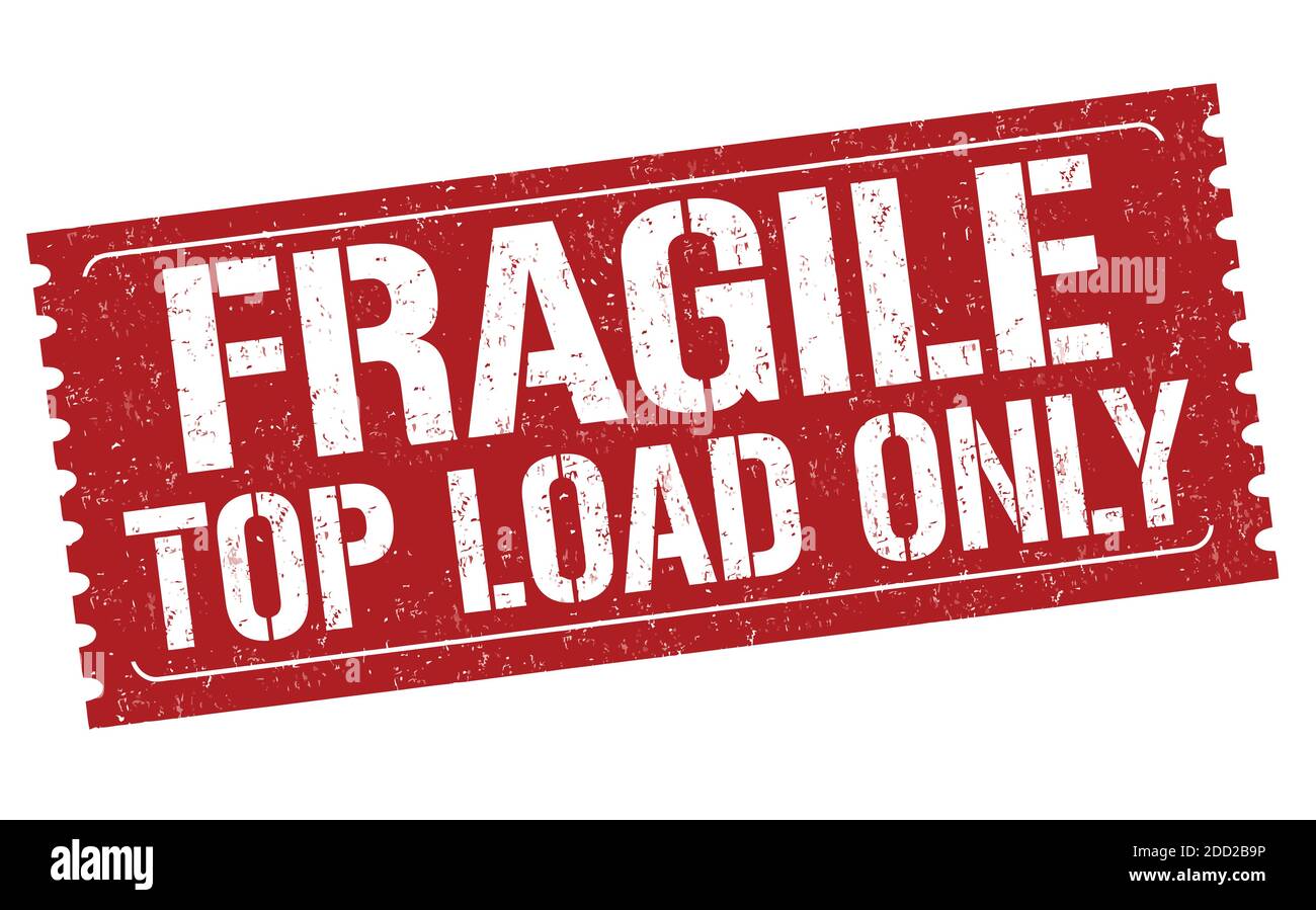 Fragile carico superiore solo grunge stampigliatura in gomma su sfondo bianco, illustrazione vettoriale Illustrazione Vettoriale