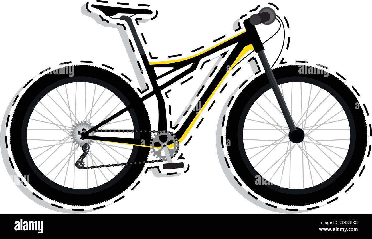 Giallo corsa mountain bike su sfondo bianco icona Sticker- Vector Immagine  e Vettoriale - Alamy