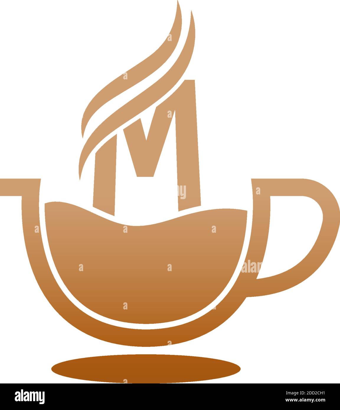 Icona della tazza di caffè design lettera M logo concetto Illustrazione Vettoriale