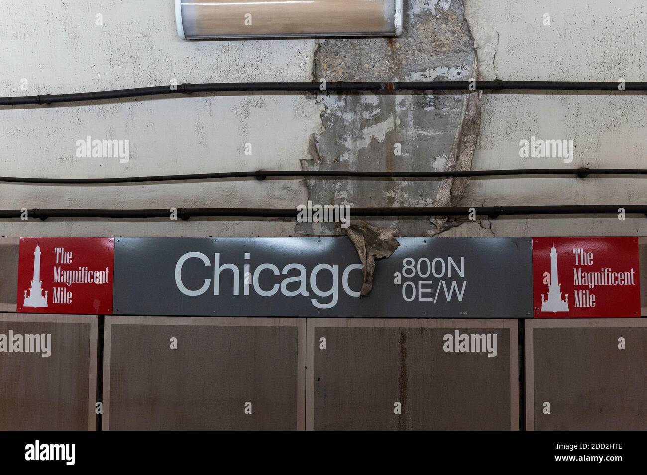 Stazione ferroviaria di Chicago sulla L in disriparazione Foto Stock