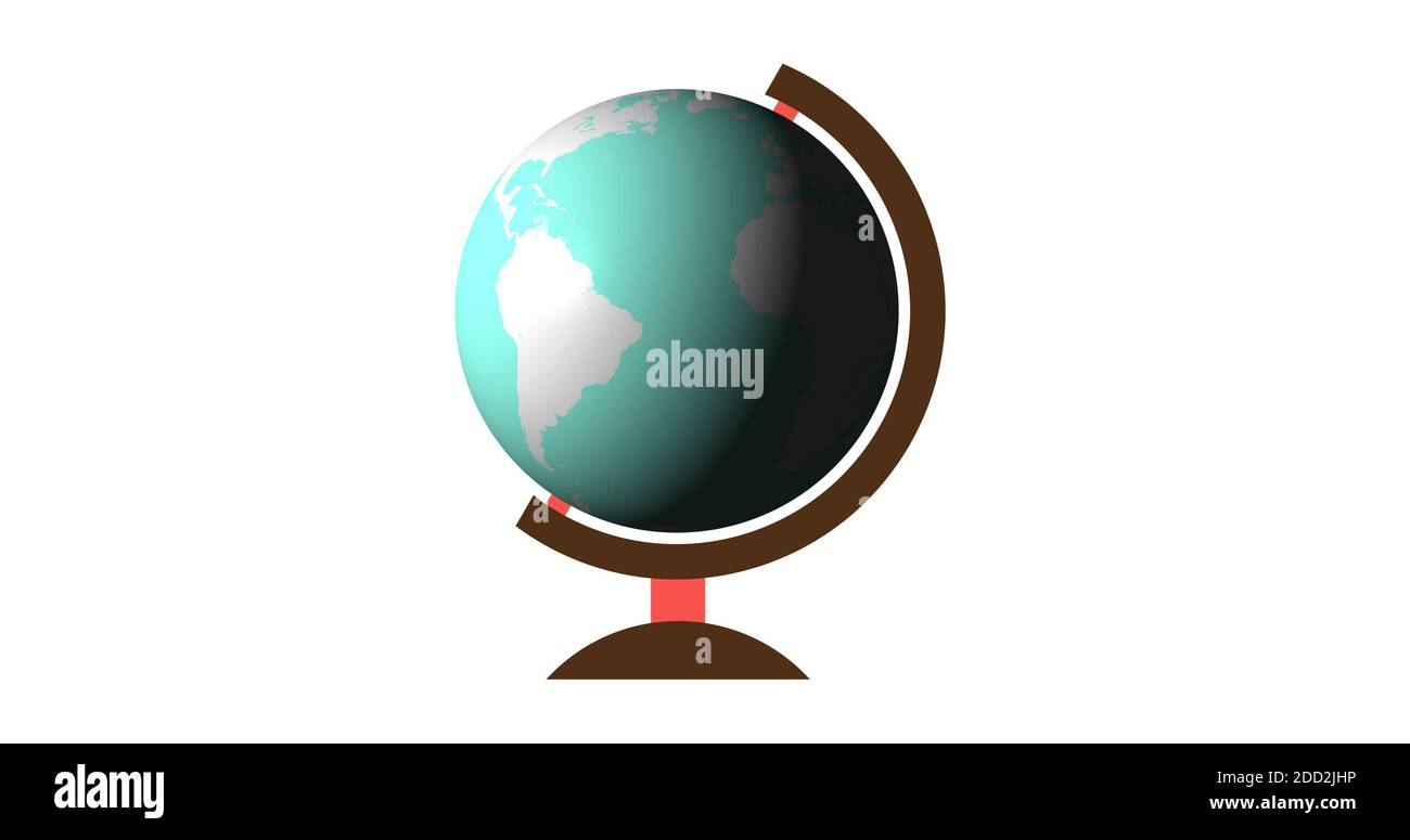 Cartoon terra globo isolato su sfondo bianco. Falso 3D terra globo risoluzione 4k. Foto Stock