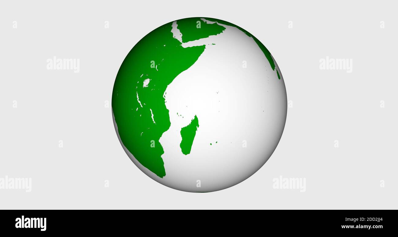 Cartoon terra globo isolato su sfondo bianco. Falso 3D terra globo risoluzione 4k. Foto Stock