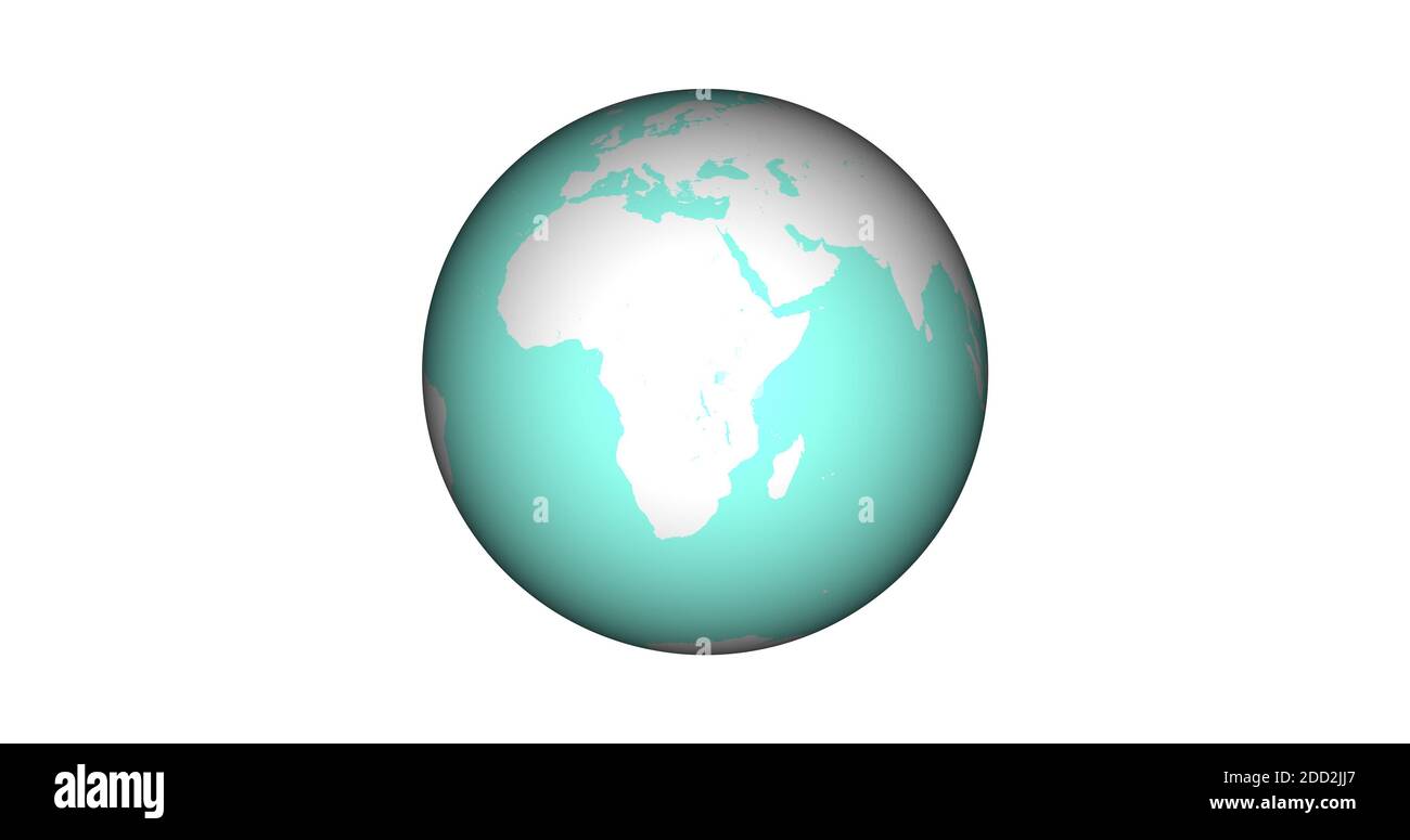 Cartoon terra globo isolato su sfondo bianco. Falso 3D terra globo risoluzione 4k. Foto Stock