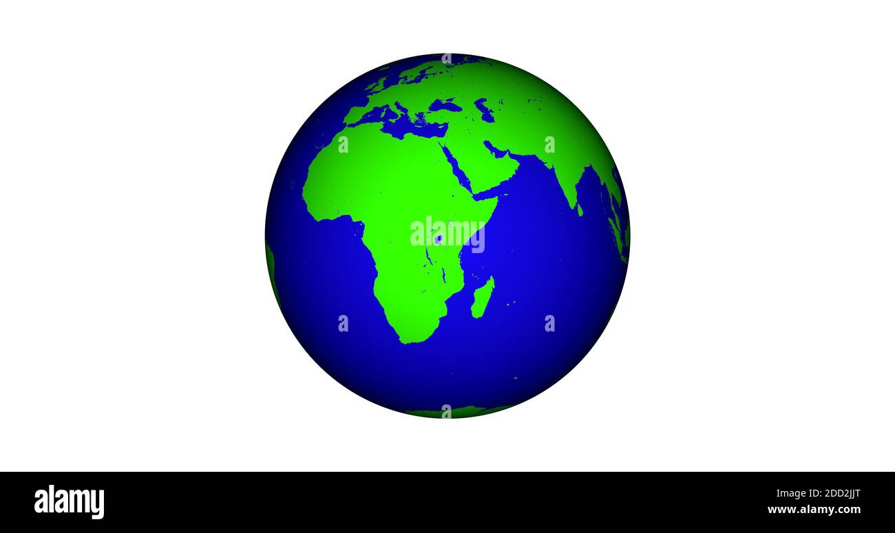 Cartoon terra globo isolato su sfondo bianco. Falso 3D terra globo risoluzione 4k. Foto Stock