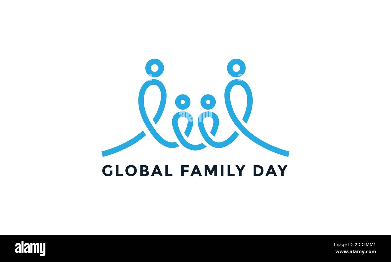 Linea semplice globale famiglia giorno logo icona vettore moderno design Illustrazione Vettoriale
