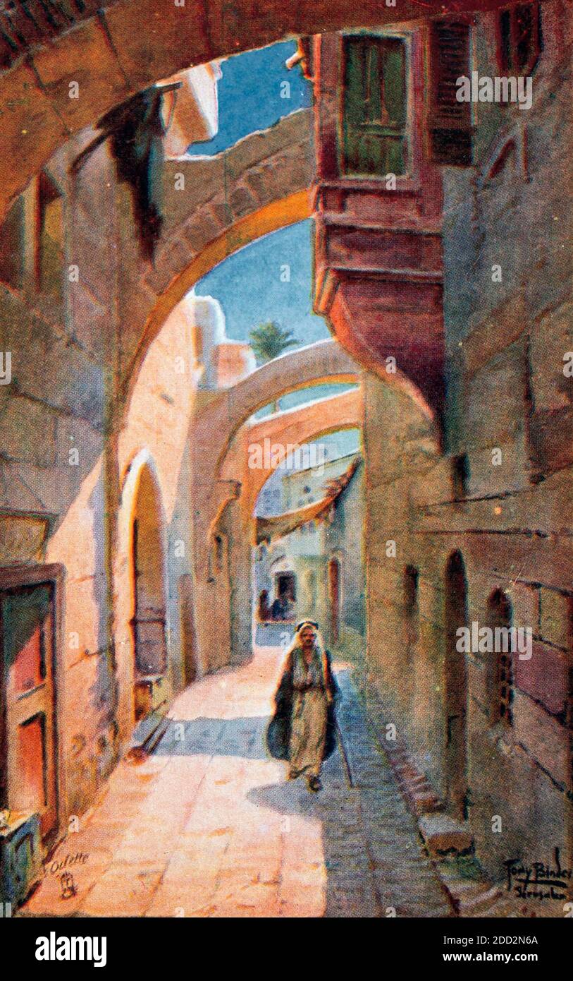 Via dolorosa, Gerusalemme, cartolina, circa 1920 Foto Stock