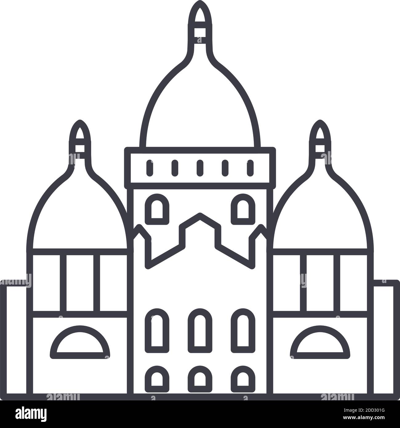 Icona della cattedrale di Parigi, illustrazione lineare isolata, vettore a linee sottili, segno di disegno web, simbolo del concetto di contorno con tratto modificabile su sfondo bianco Illustrazione Vettoriale Icona della cattedrale di Parigi, illustrazione lineare isolata, vettore a linee sottili, segno di disegno web, simbolo del concetto di contorno con tratto modificabile su sfondo bianco Illustrazione Vettoriale