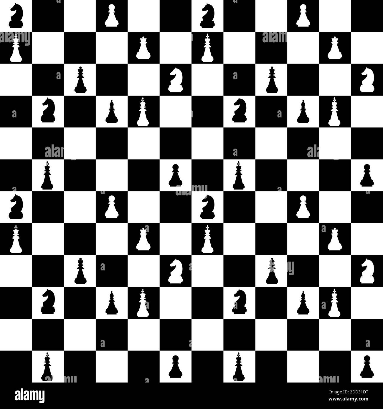 Scacchiera tavola senza cuciture con figure. Classico gioco di scacchi. Illustrazione Vettoriale