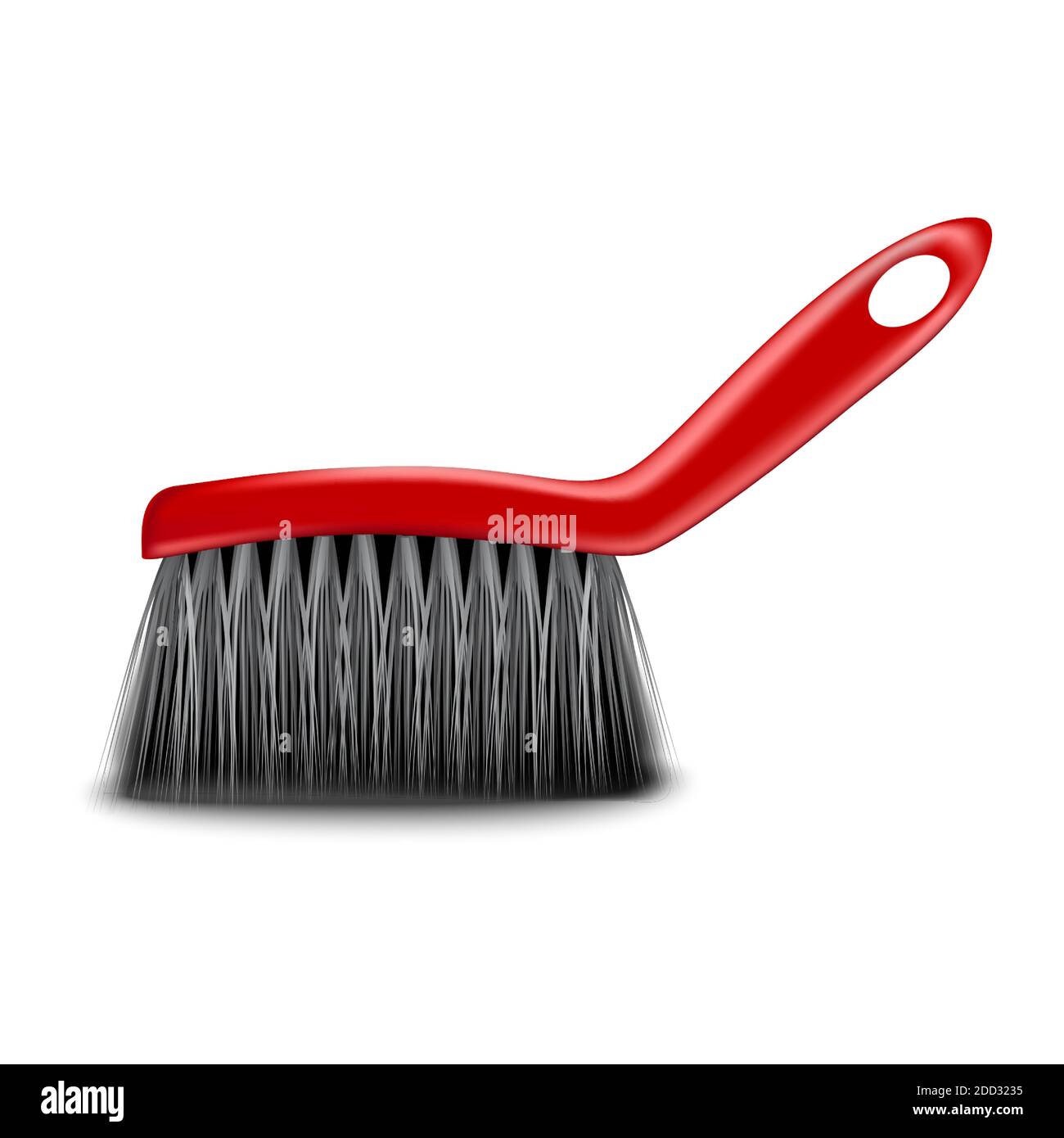 spazzola vettoriale 3d realistica per la cucina o il bagno per la pulizia di polvere o rifiuti. Isolato su sfondo bianco. Illustrazione Vettoriale