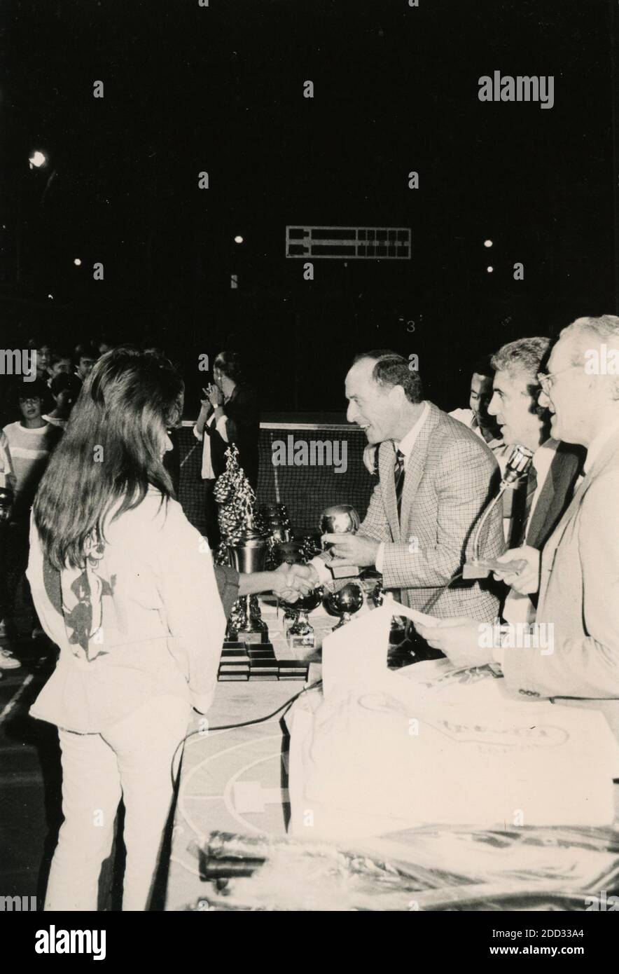 Cerimonia di premiazione dei Maestri Italiani del circuito Tennis, Foro Italico, Roma 1986 Foto Stock