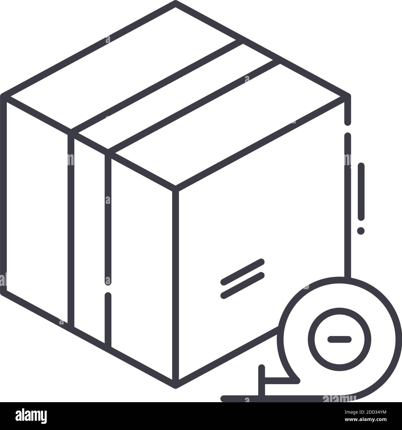 Icona di packaging, illustrazione lineare isolata, vettore a linee sottili, simbolo di web design, simbolo di concetto di contorno con tratto modificabile su sfondo bianco. Illustrazione Vettoriale