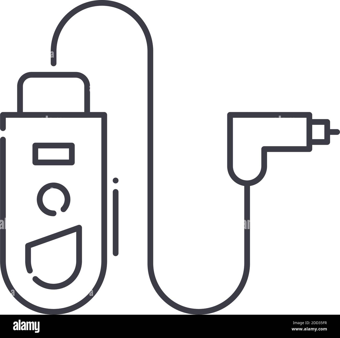 Timer per esterni con icona remota, illustrazione isolata lineare, vettore di linee sottili, segno di disegno web, simbolo di concetto di contorno con tratto modificabile su bianco Illustrazione Vettoriale