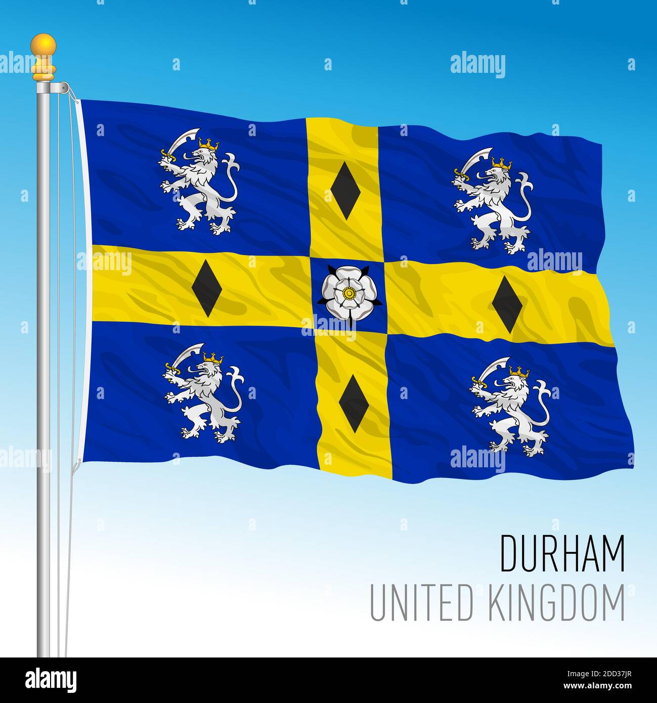 Bandiera della contea di Durham, Regno Unito, illustrazione vettoriale Illustrazione Vettoriale