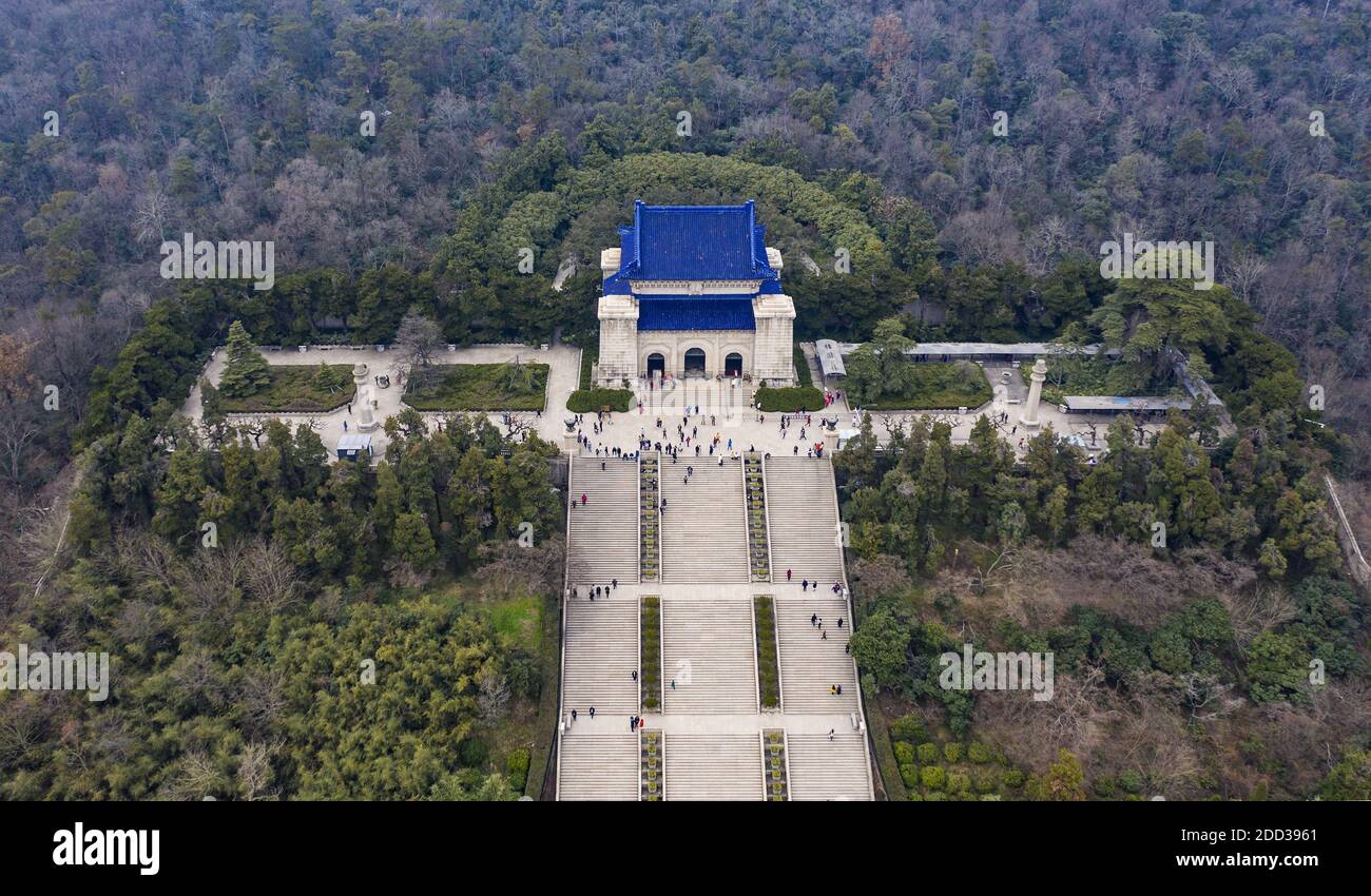 Sun Yat-sen il mausoleo è situato nella provincia di Jiangsu, Nanjing xuanwu borough purple mountain foothill in Zhong Shan punto panoramico Foto Stock