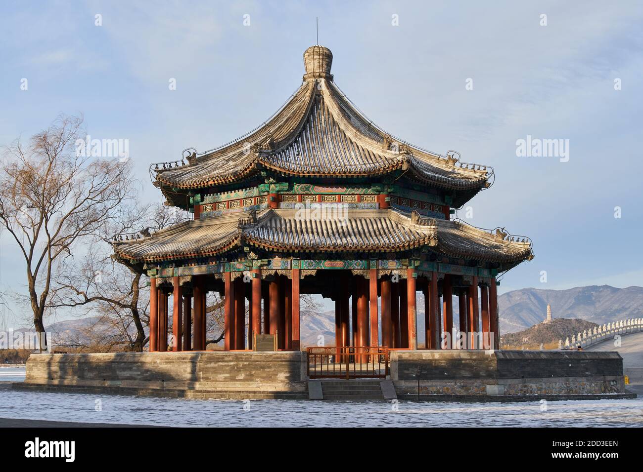 Il palazzo d'Estate a Pechino paesaggio invernale Foto Stock