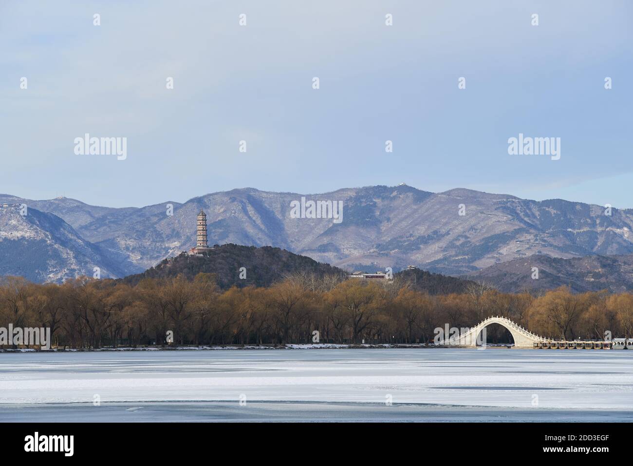 Il palazzo d'Estate a Pechino paesaggio invernale Foto Stock