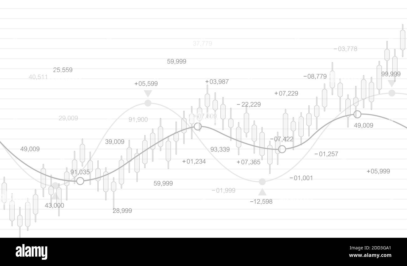 Mercato azionario o grafico di trading forex in concetto futuristico per l'investimento finanziario o le tendenze economiche idea di business. Concetto di commercio finanziario. Scorte Illustrazione Vettoriale