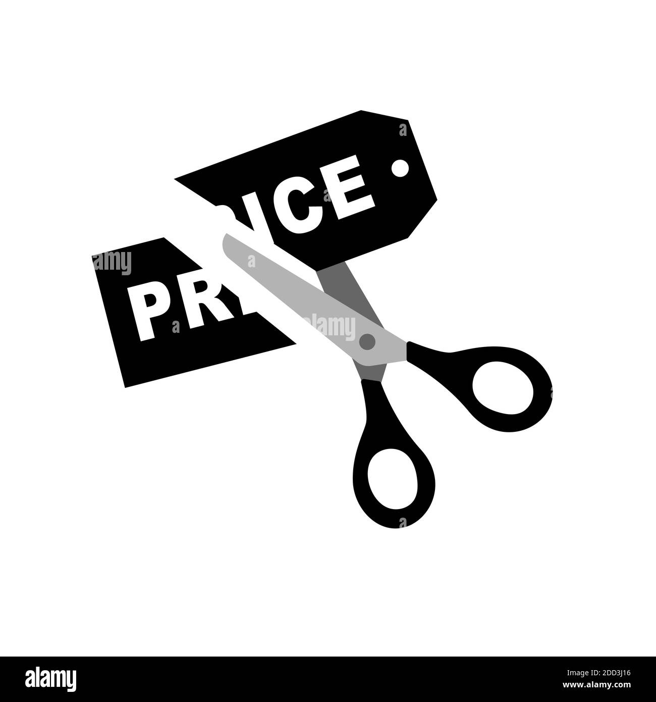 le forbici tagliano il prezzo dell'etichetta. illustrazione vettoriale Illustrazione Vettoriale