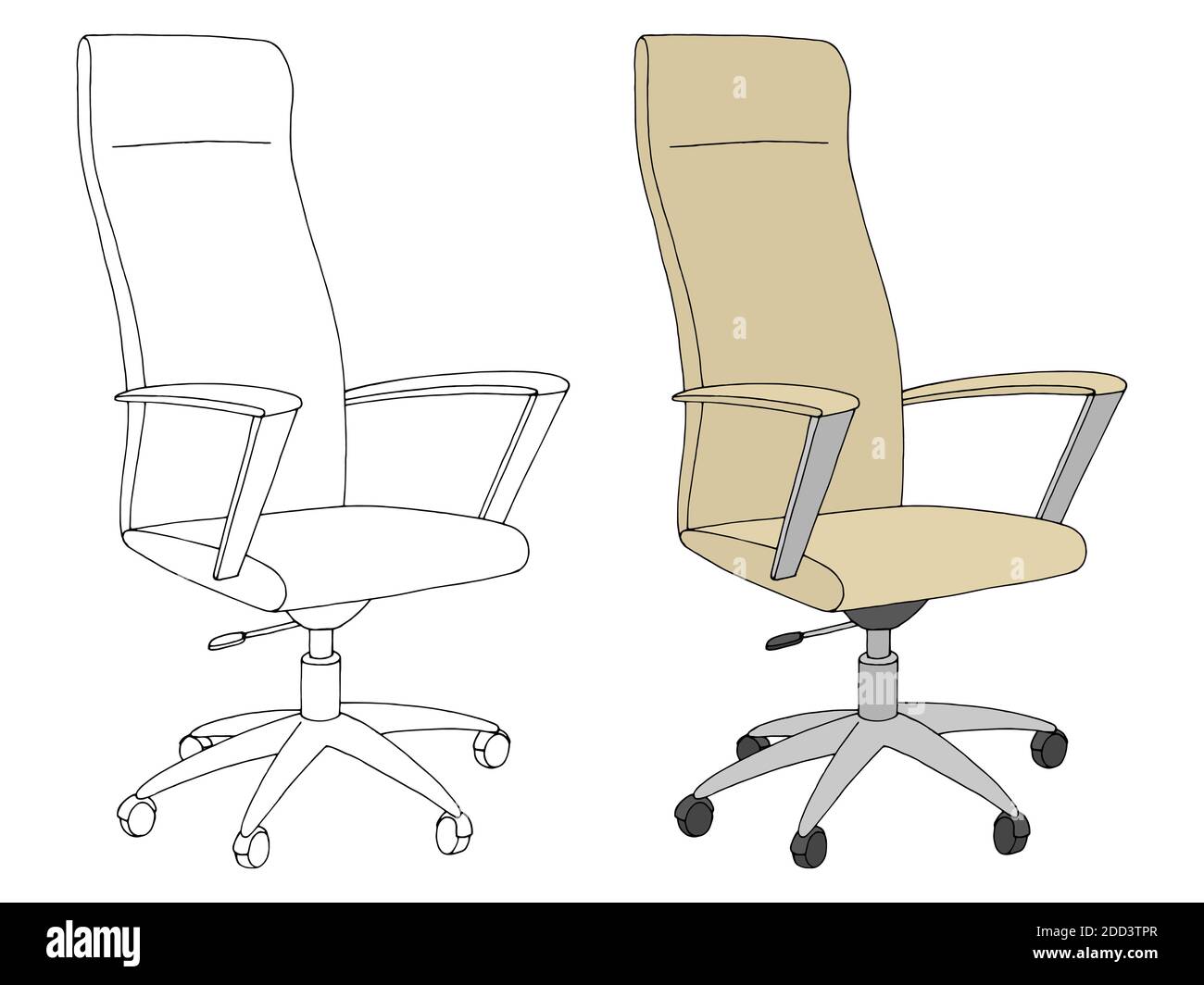 Poltroncina per ufficio grafico isolato illustrazione dello schizzo vettore Illustrazione Vettoriale