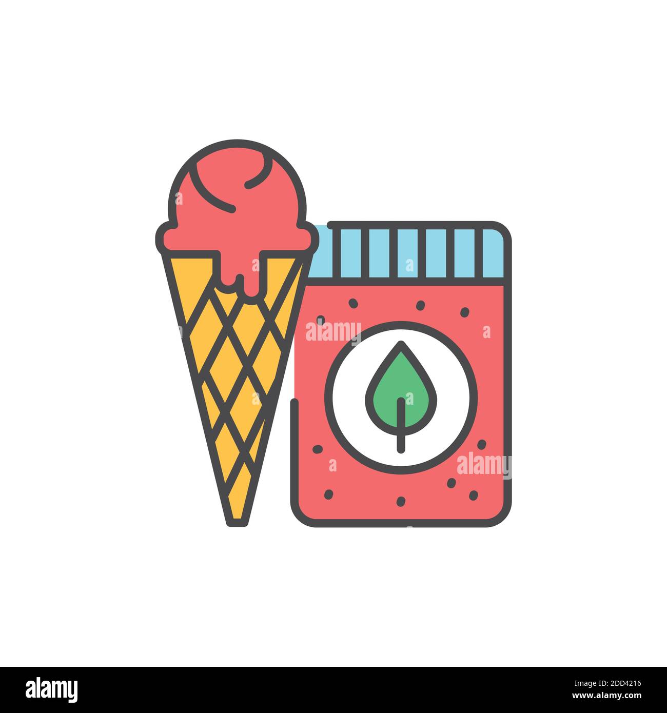 Icona della linea di colore naturale del gelato organico. Pittogramma per pagina web, app mobile, promo. Illustrazione Vettoriale