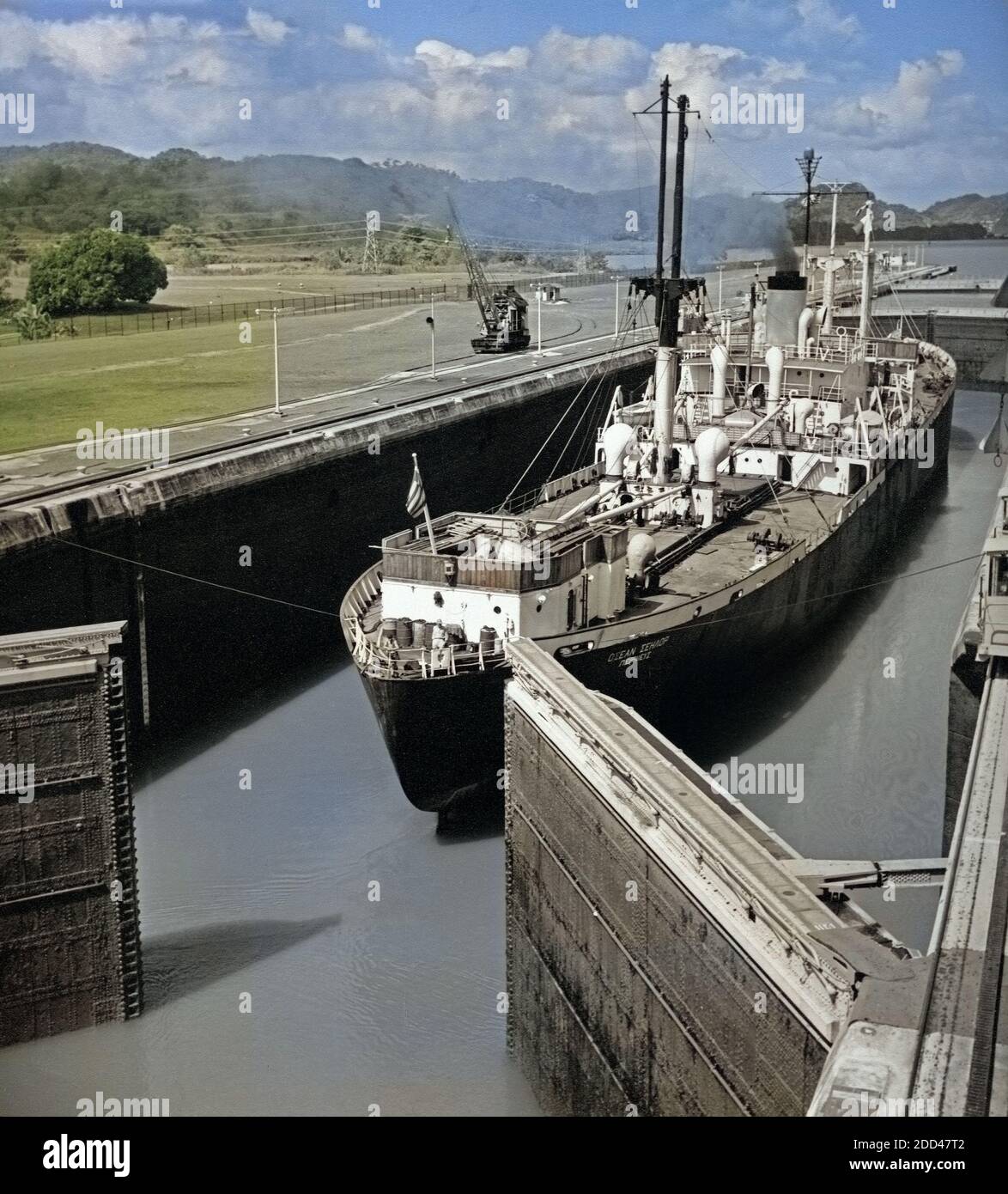 Die Schleuse Esclusa Miraflores am Panamakanal, Panama 1970er Jahre. Esclusa Miraflores watergate al Canale di Panama, Panama 1970s. Foto Stock