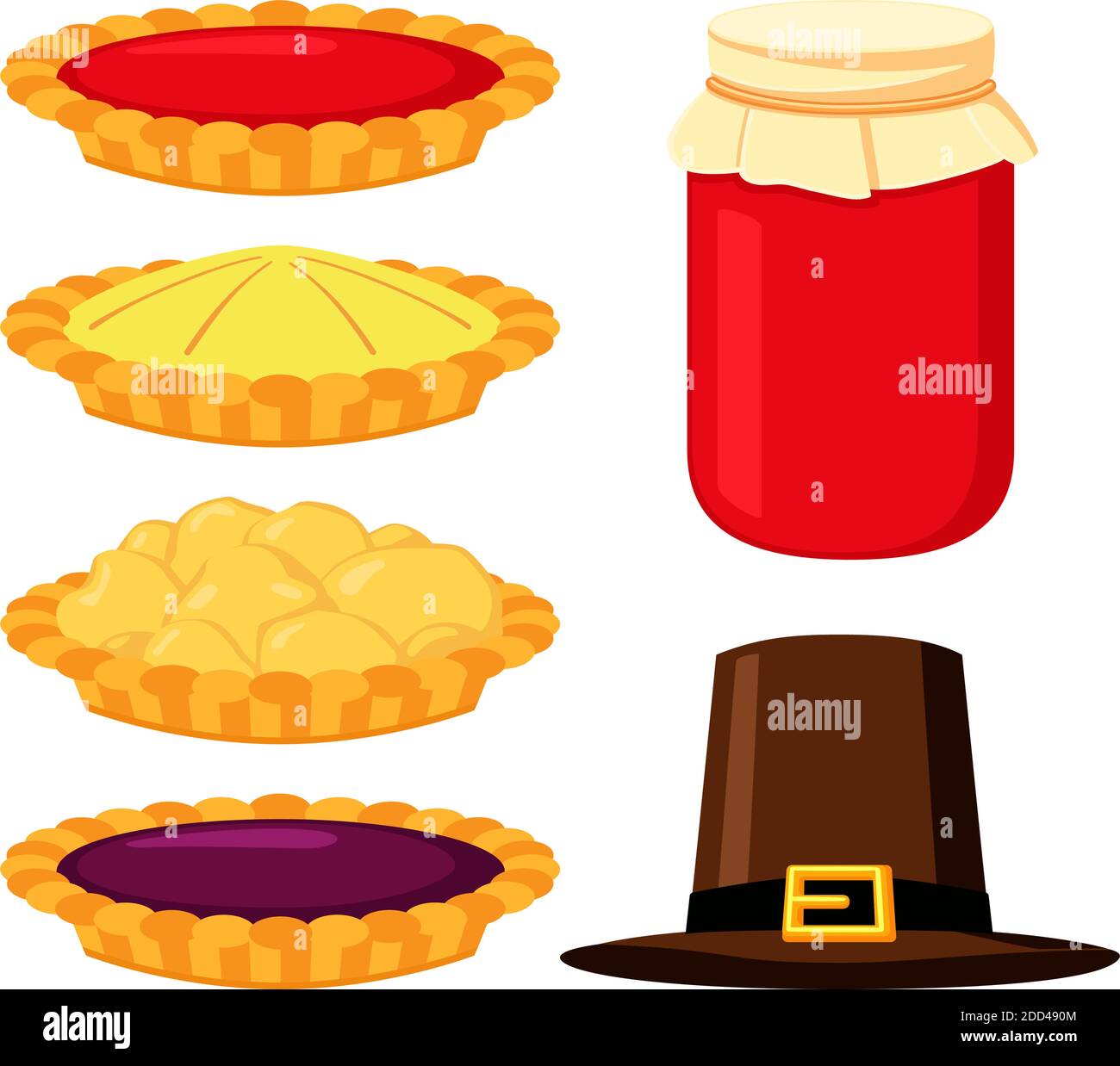 Set di elementi colorati per il cibo del ringraziamento Illustrazione Vettoriale
