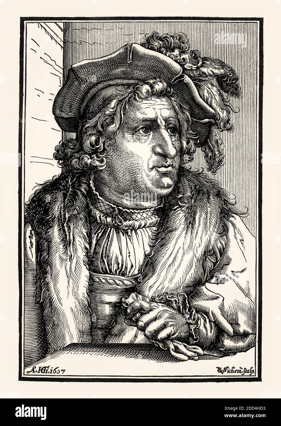 Ritratto di otto Heinrich, conte di Schwarzenberg, di Christoffel van Sichem, XVI secolo, restaurato digitalmente Foto Stock