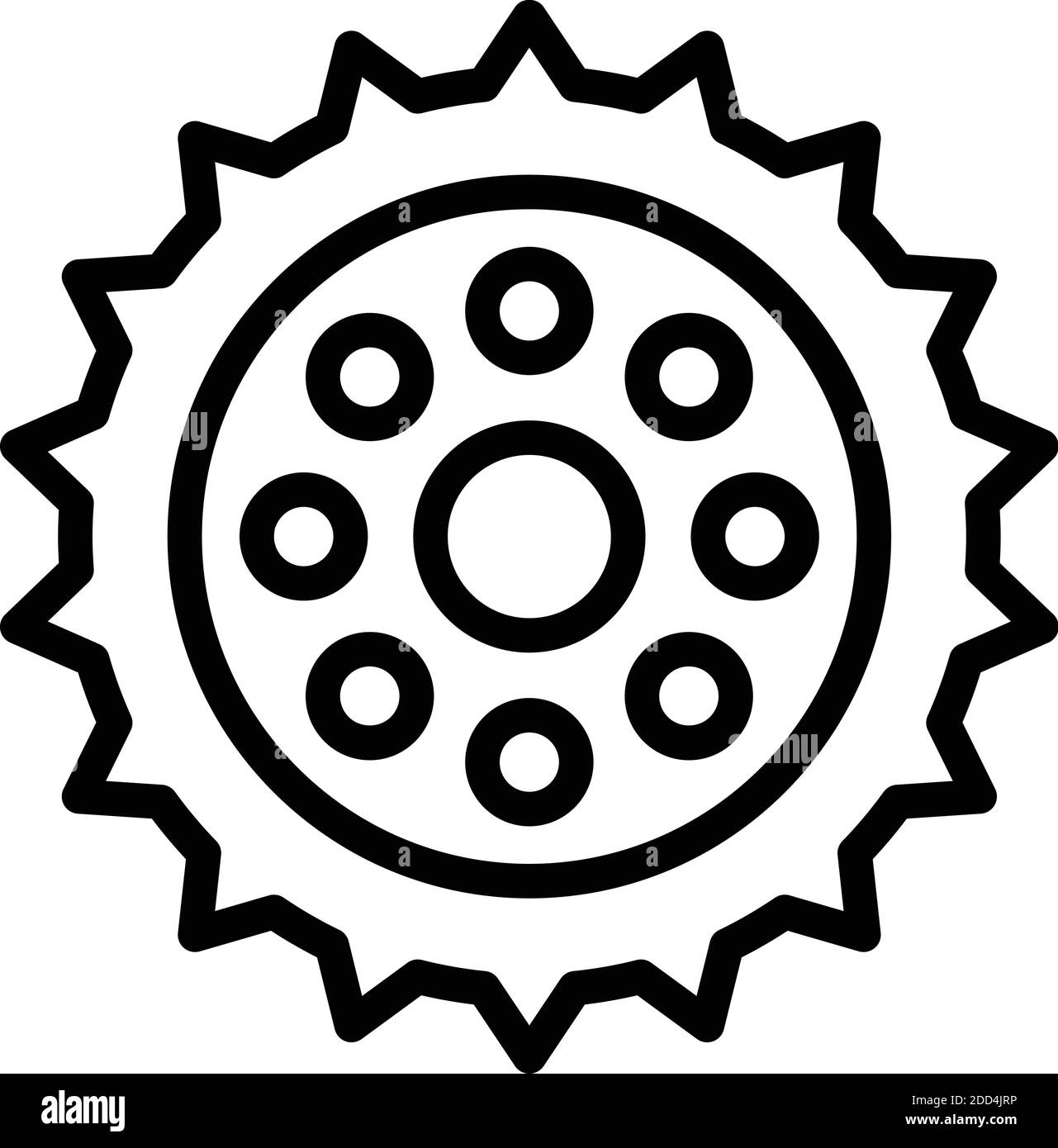 Icona dell'ingranaggio di riparazione bicicletta. Icona vettoriale del pezzo di riparazione della bicicletta per il web design isolato su sfondo bianco Illustrazione Vettoriale