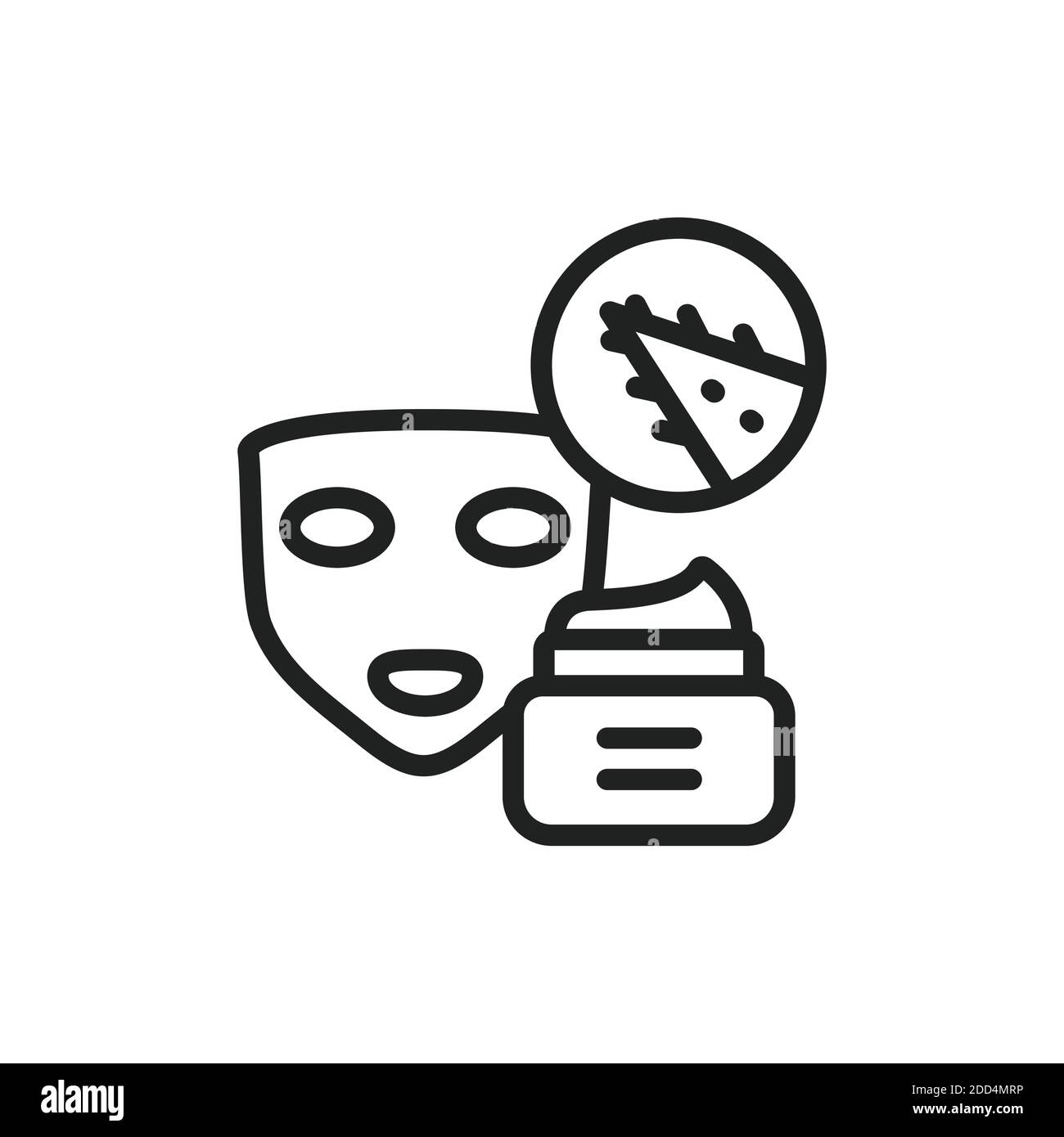 Icona linea nera maschera viso Aloe vera. Cura della pelle. Pelle idratante e nutriente. Pittogramma per pagina web, app mobile, promo. Illustrazione Vettoriale